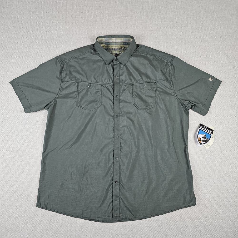 Kuhl Stealth Shirt Men's XXL Green(Pesto) Snap Button Up Ultra-Light Hiking